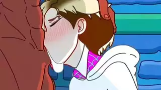 أعجوبة العنكبوت جوين يأخذ حمولة في بوسها الرطب